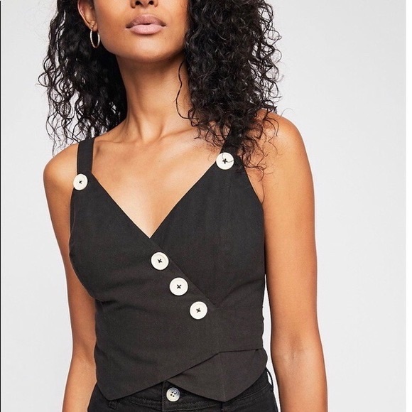 Free People Tops - Free People Black Wrap Crop Top